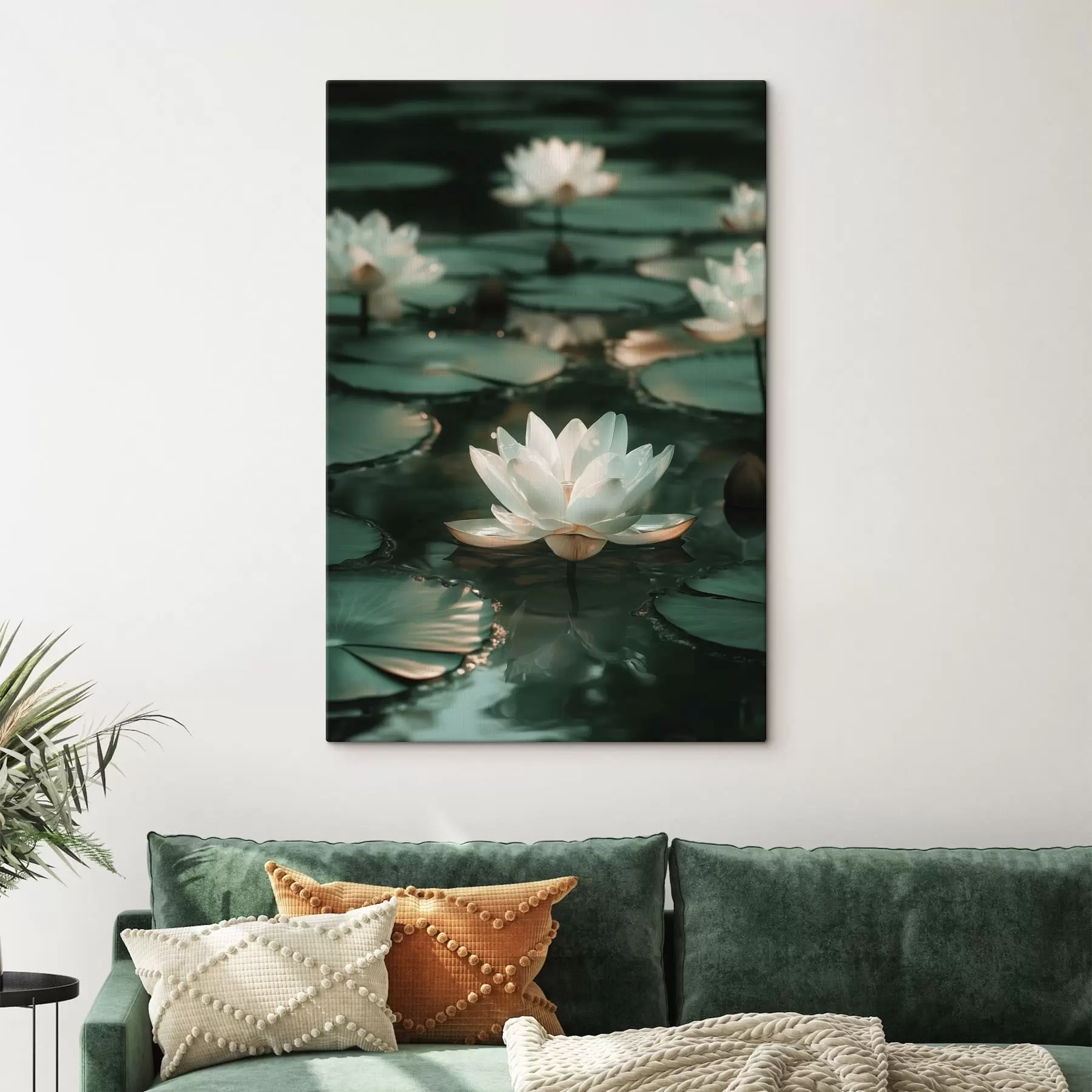 murales Pálidas flores de loto sobre aguas oscuras s49197