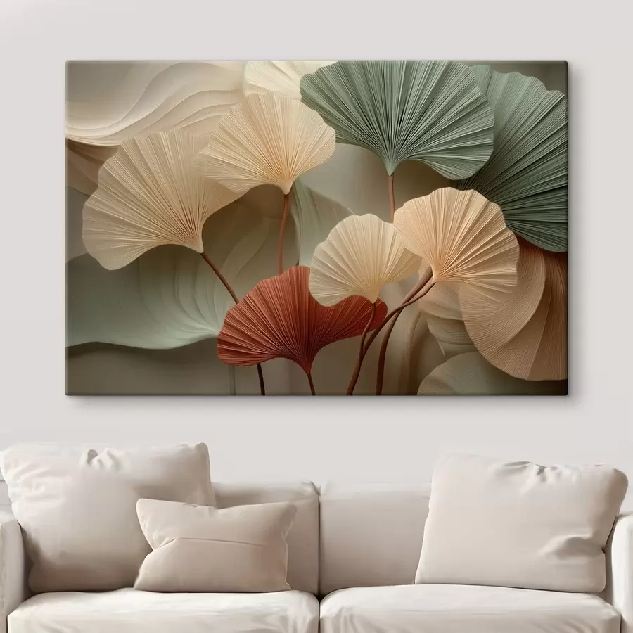 wall murals Abstract ginkgo leaves in warm pastel tones s49199