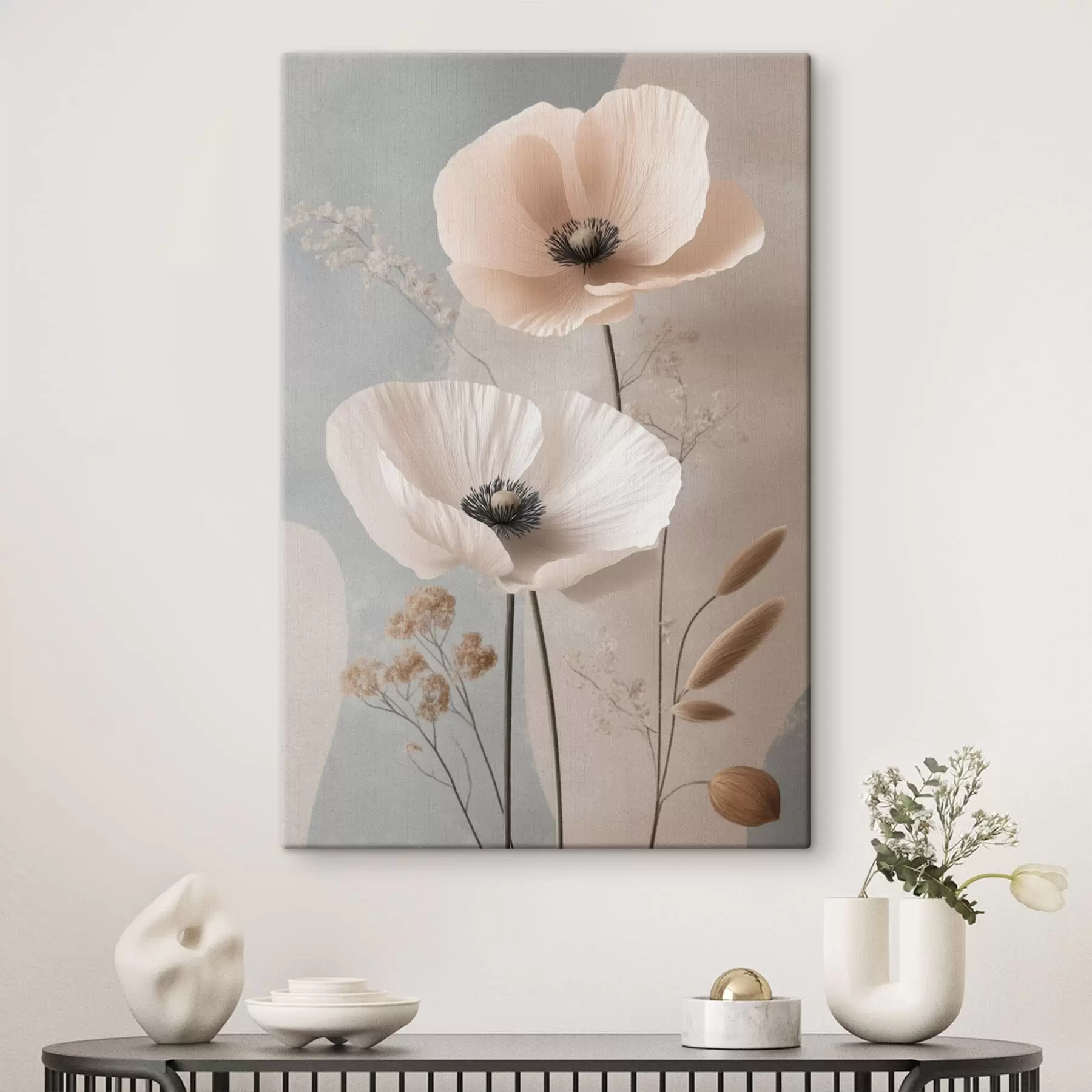 wall murals Pale poppies on a soft pastel background s49200
