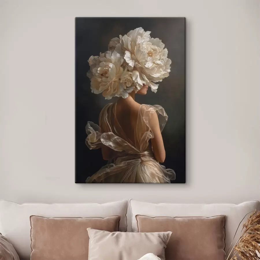 wall murals Woman in dress with floral headpiece s49202