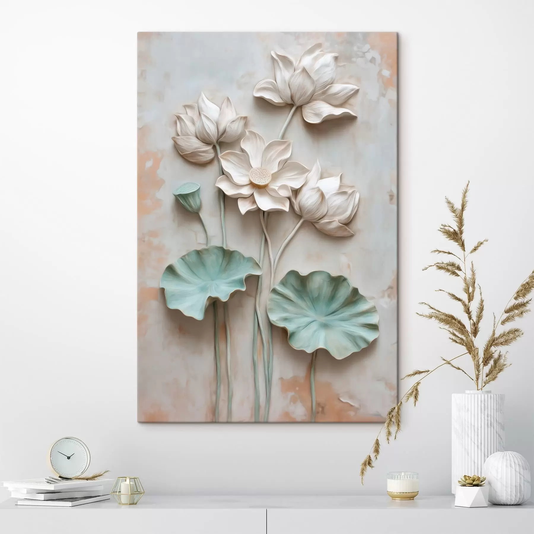 wall murals Pale lotuses in soft pastel shades s49205