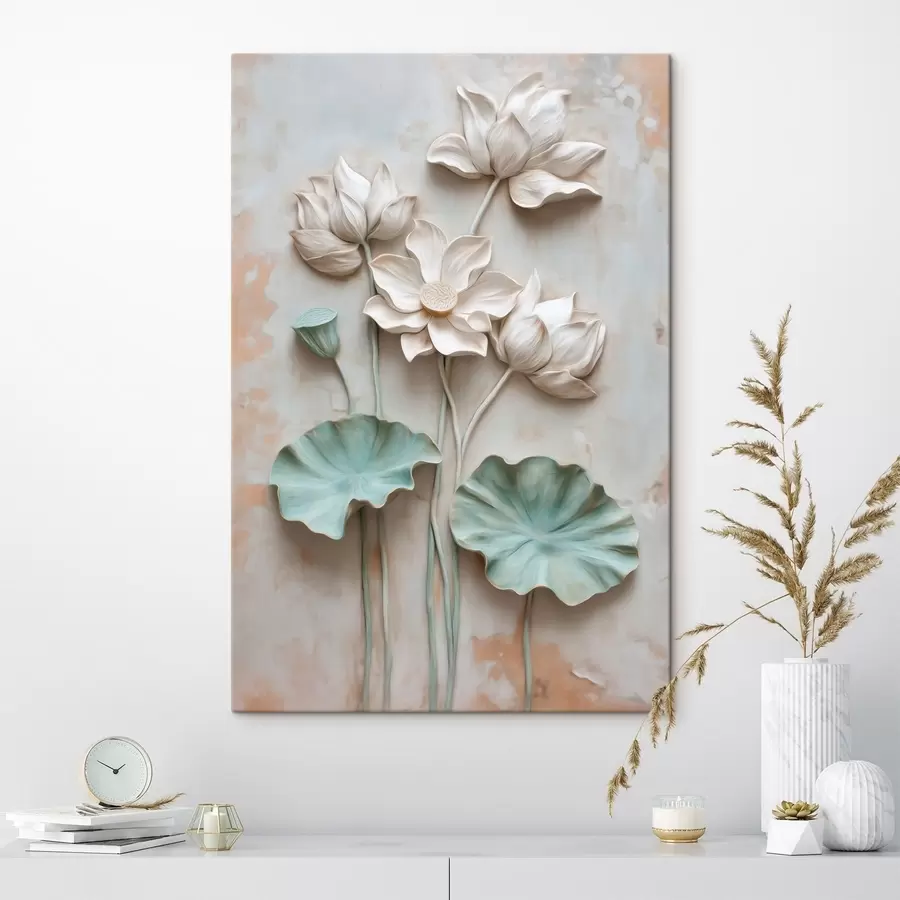 wall murals Pale lotuses in soft pastel shades s49205