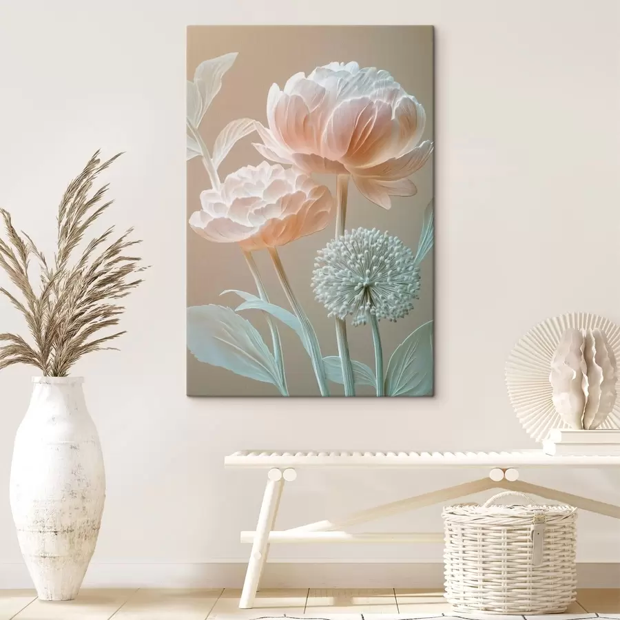 wall murals Soft pale flowers with textured petals s49208