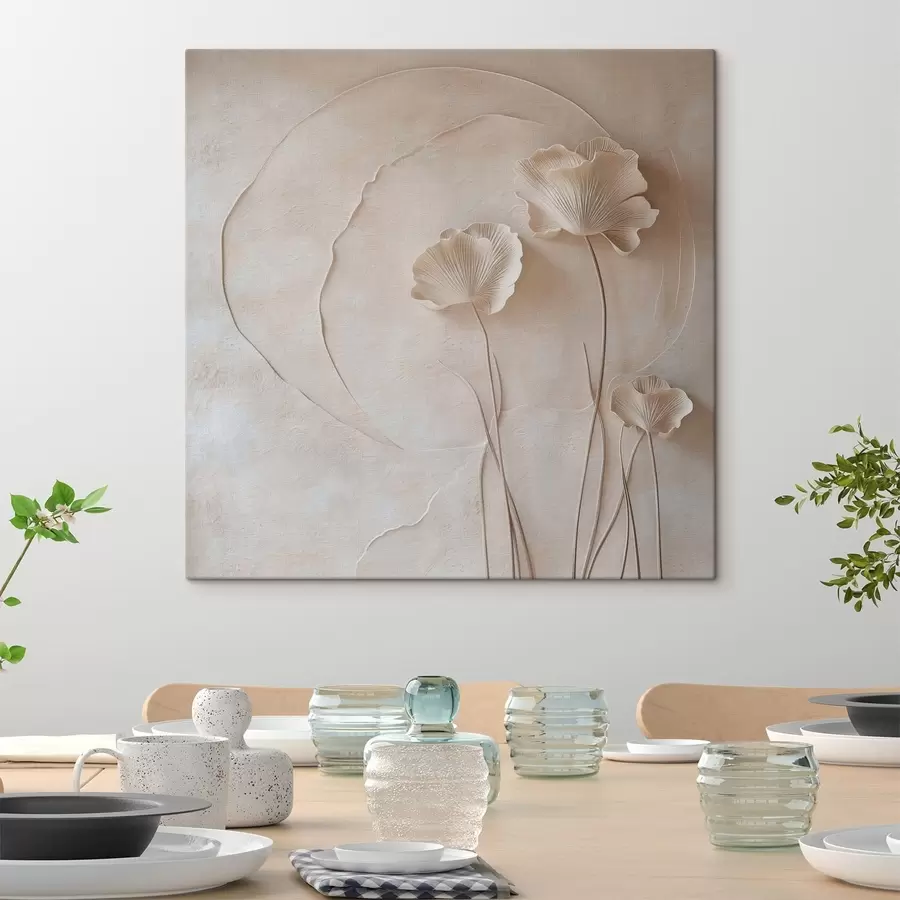 wall murals Minimal flowers on a light textured background s49211