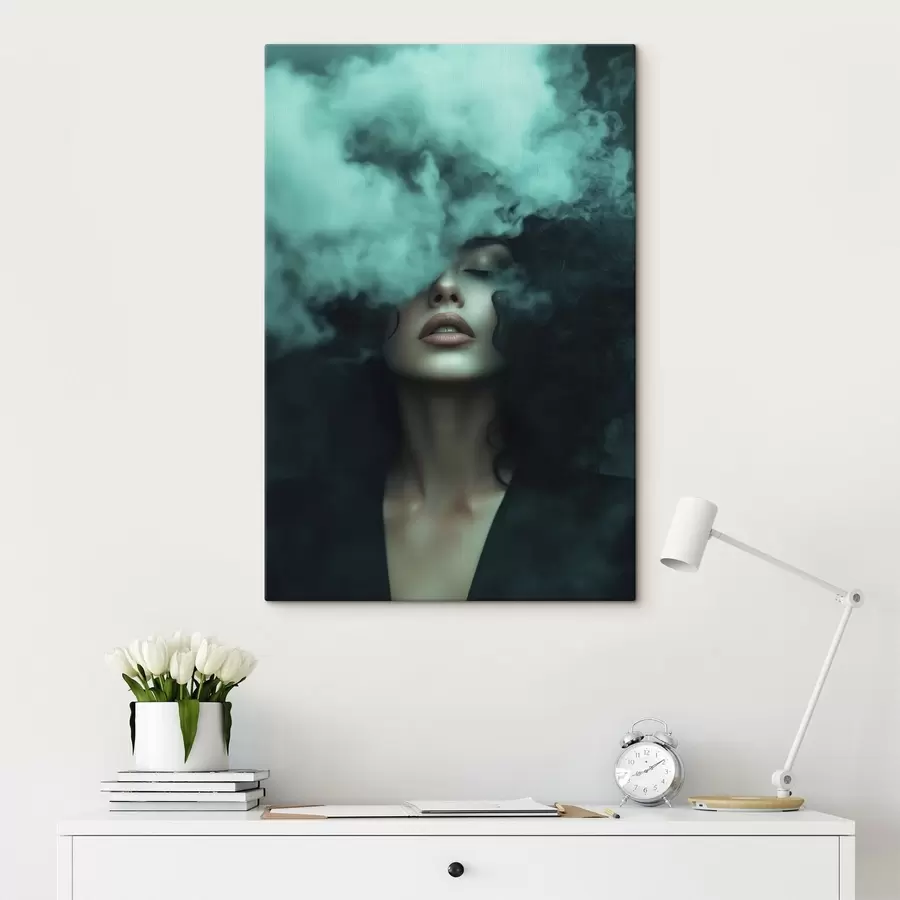 Wall Mural Photo Wallpaper Female portrait in turquoise mist s49219