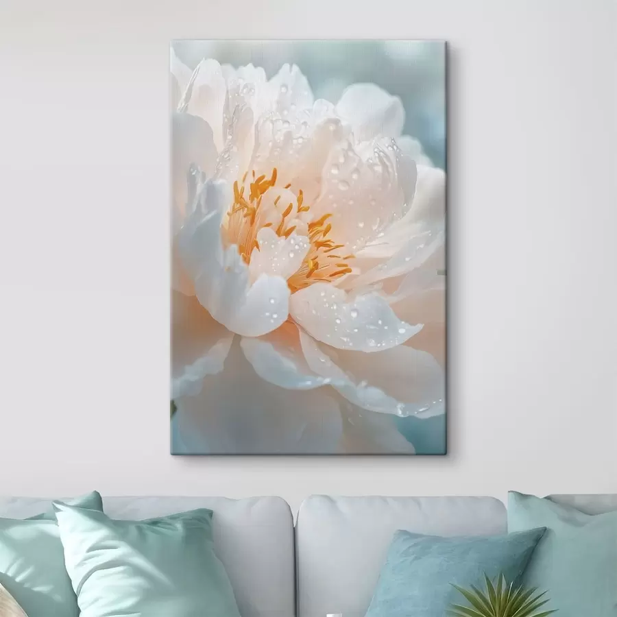 Wall Mural Photo Wallpaper Macro flower with dew drops and soft glow s49223