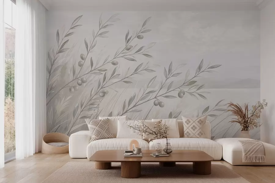 Wall Mural Photo Wallpaper Pale olive branches by a calm lake w05536v1