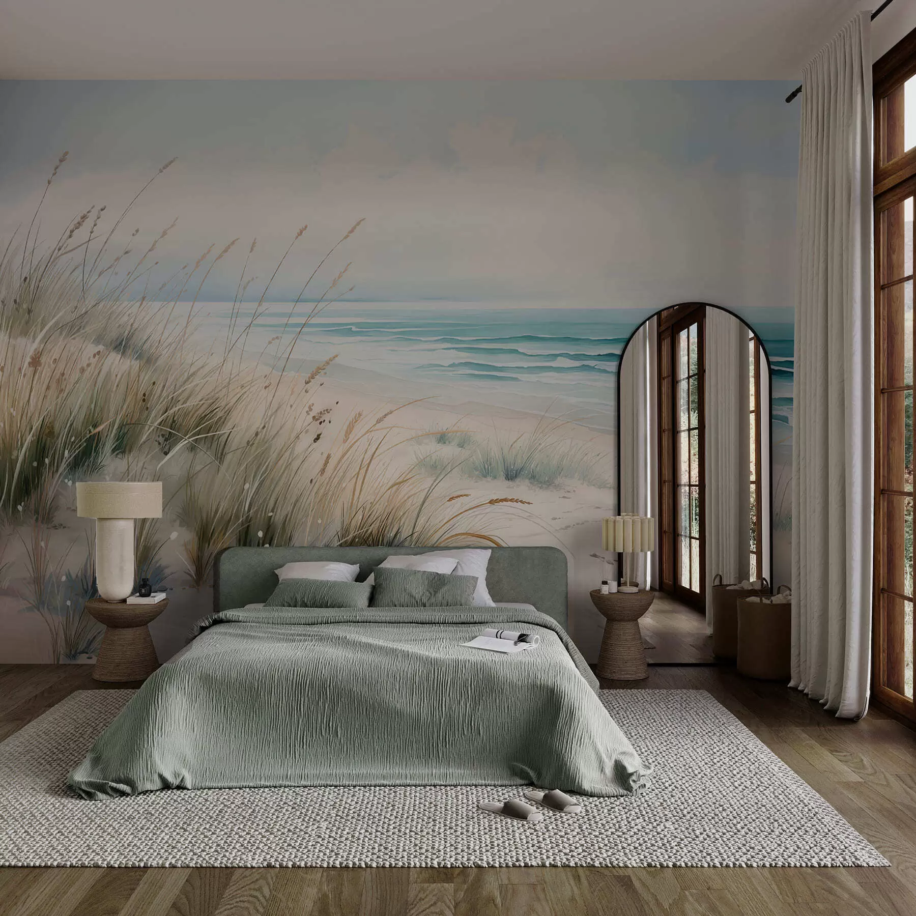 Wall Mural Photo Wallpaper Sandy beach with waves and dunes w05537
