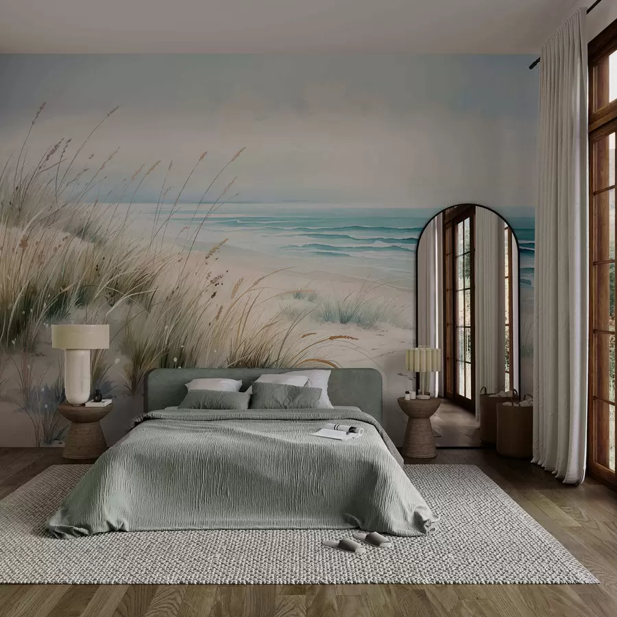 Wall Mural Photo Wallpaper Sandy beach with waves and dunes w05537