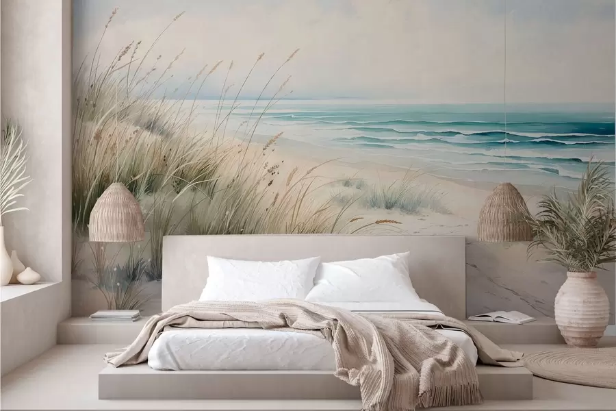 Wall Mural Photo Wallpaper Sandy beach with waves and dunes w05537