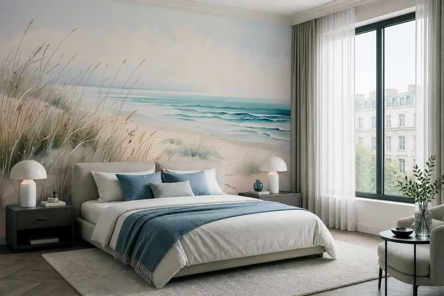 murales Playa de arena con olas y dunas w05537