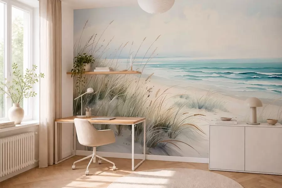 Wall Mural Photo Wallpaper Sandy beach with waves and dunes w05537