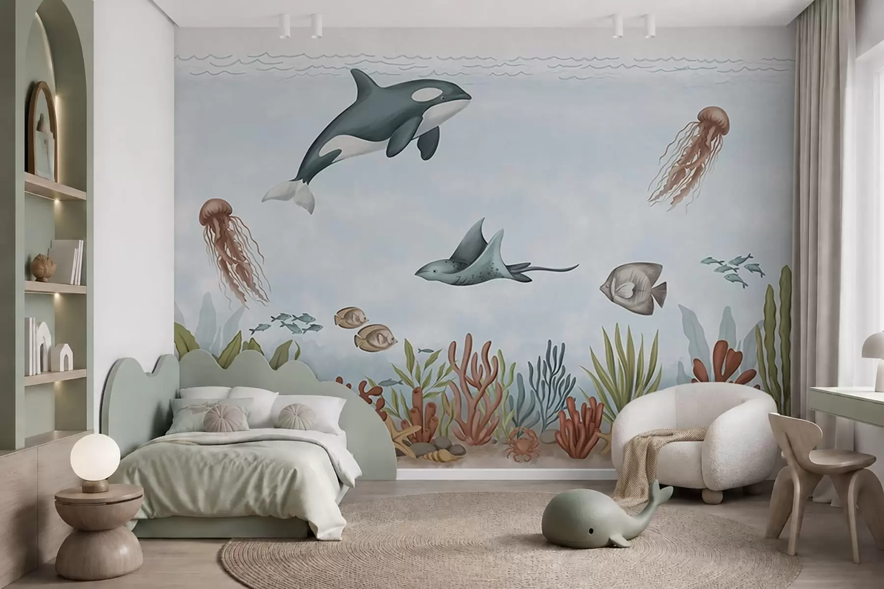 wall murals Sea creatures among corals and seaweed w05545
