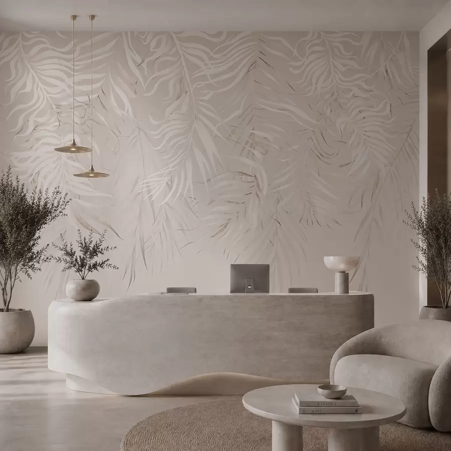 wall murals White tropical leaves on light background w05627v1