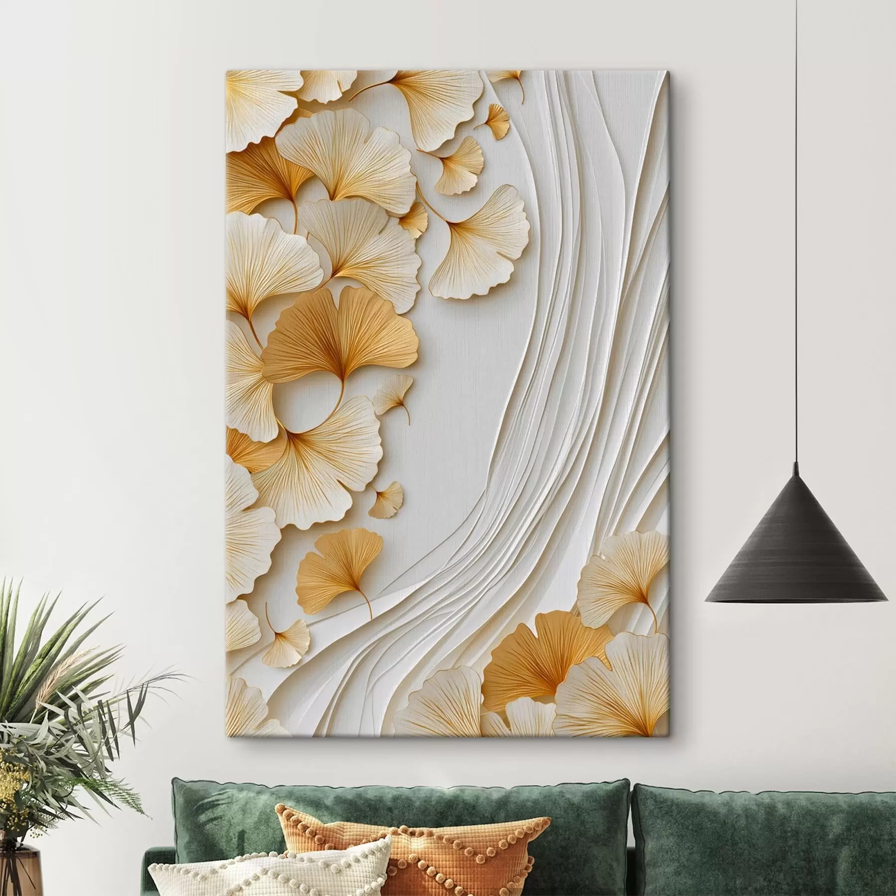 wall murals An abstraction with ginkgo leaves s49117