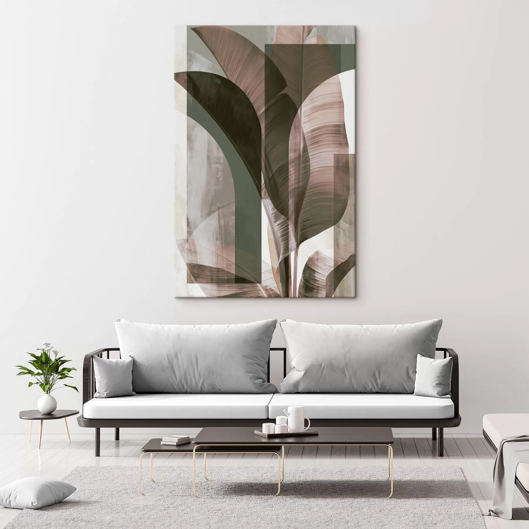 wall murals Abstraction with tropical leaves s49124
