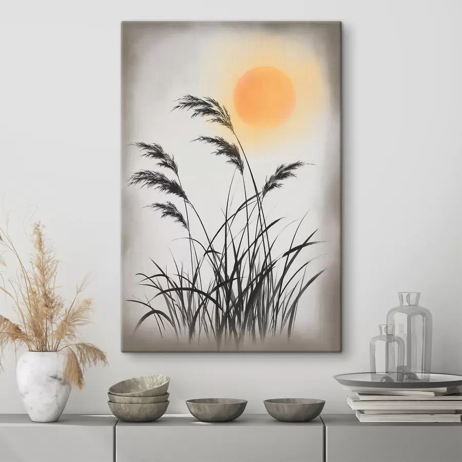 Wall Mural Photo Wallpaper Abstract reeds against the backdrop of the sun s49130