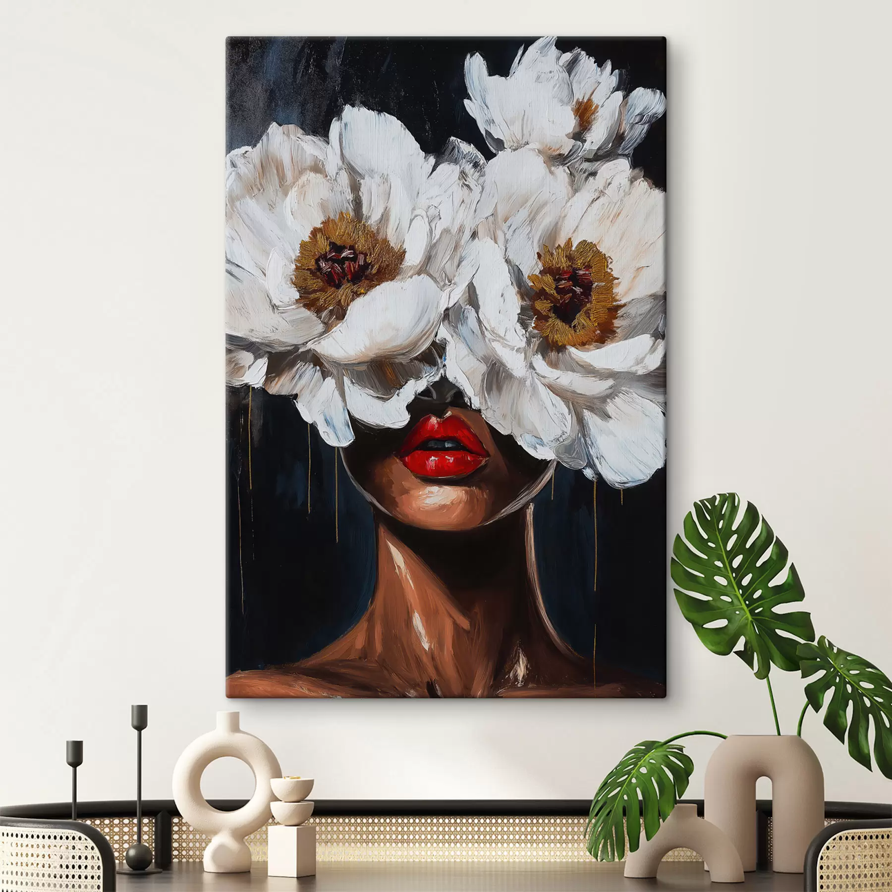 murales chica con flores s49269
