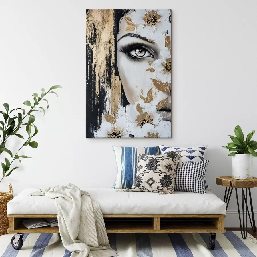 murales chica con flores s49271