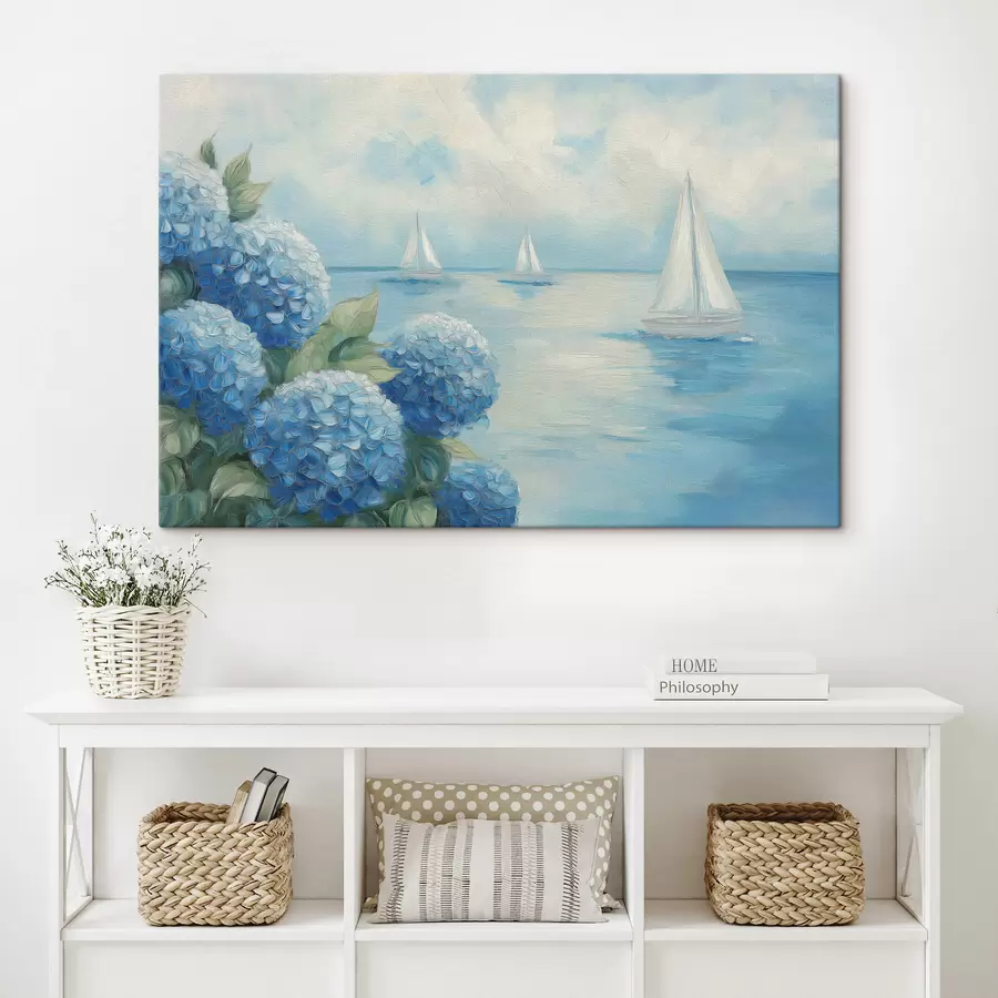 wall murals Seascape with hydrangeas s49276