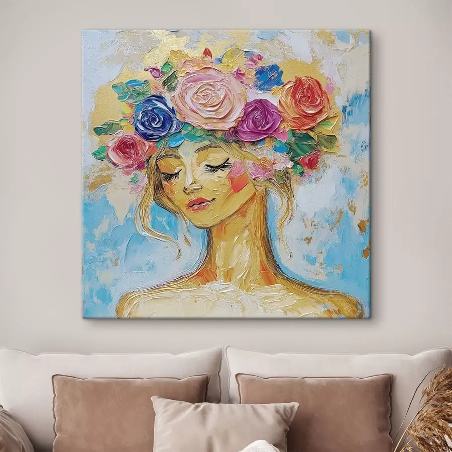 wall murals Girl with Flowers s49287
