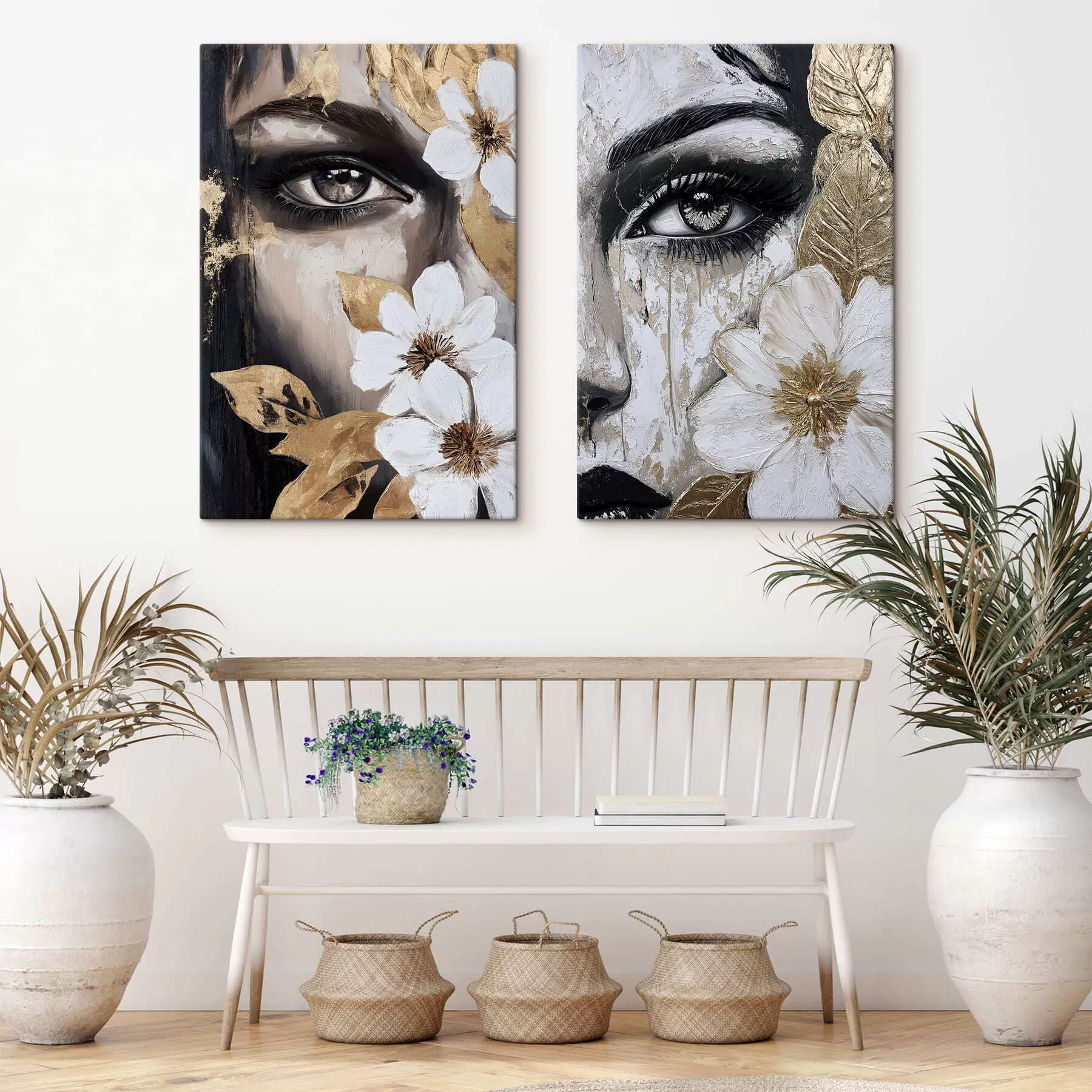 wall murals Abstract faces with flowers m30495