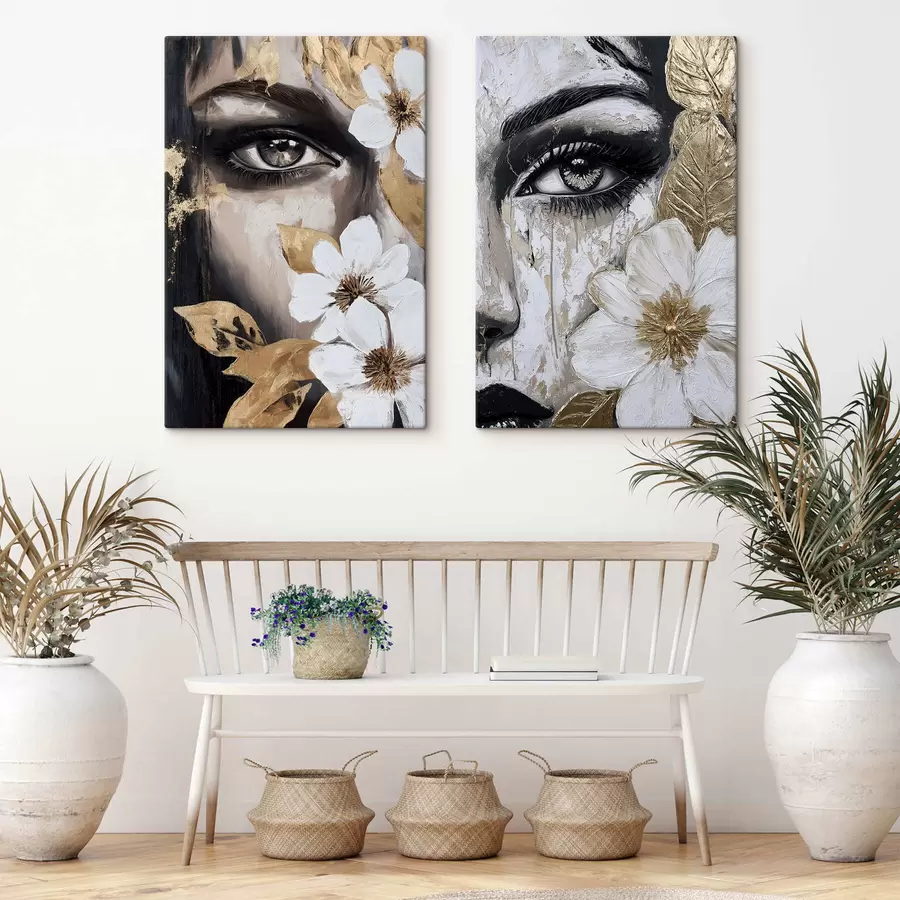 Wall Mural Photo Wallpaper Abstract faces with flowers m30495