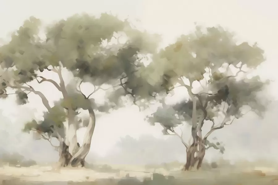 Wall Mural Photo Wallpaper Abstract trees imitation of painting w05638