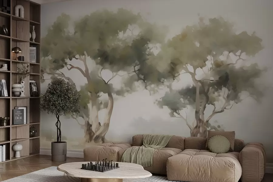 Wall Mural Photo Wallpaper Abstract trees imitation of painting w05638