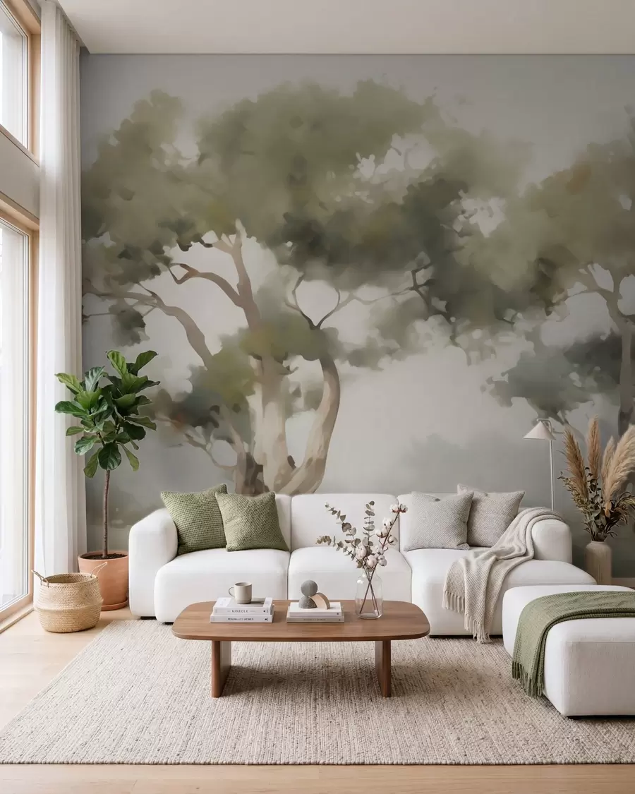 wall murals Abstract trees imitation of painting w05638