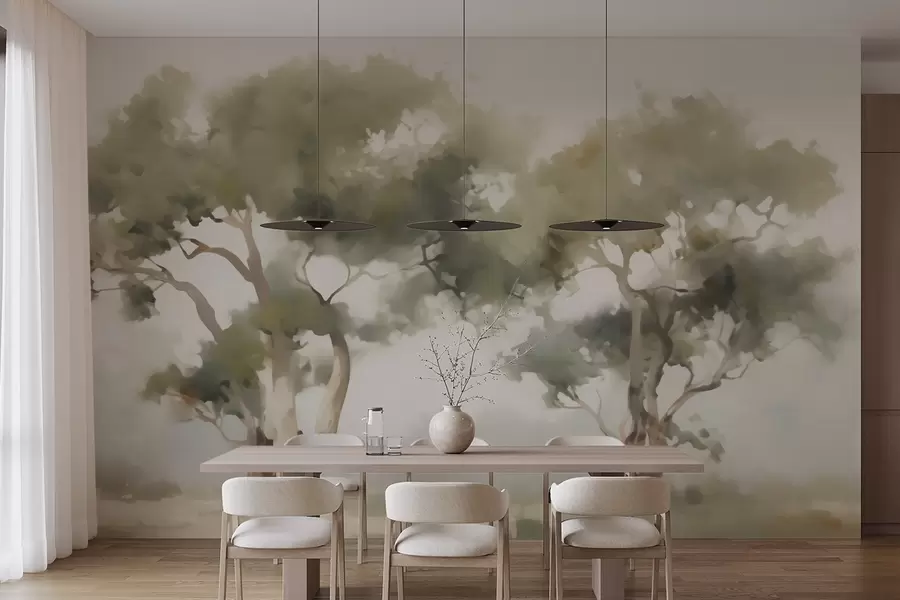 Wall Mural Photo Wallpaper Abstract trees imitation of painting w05638