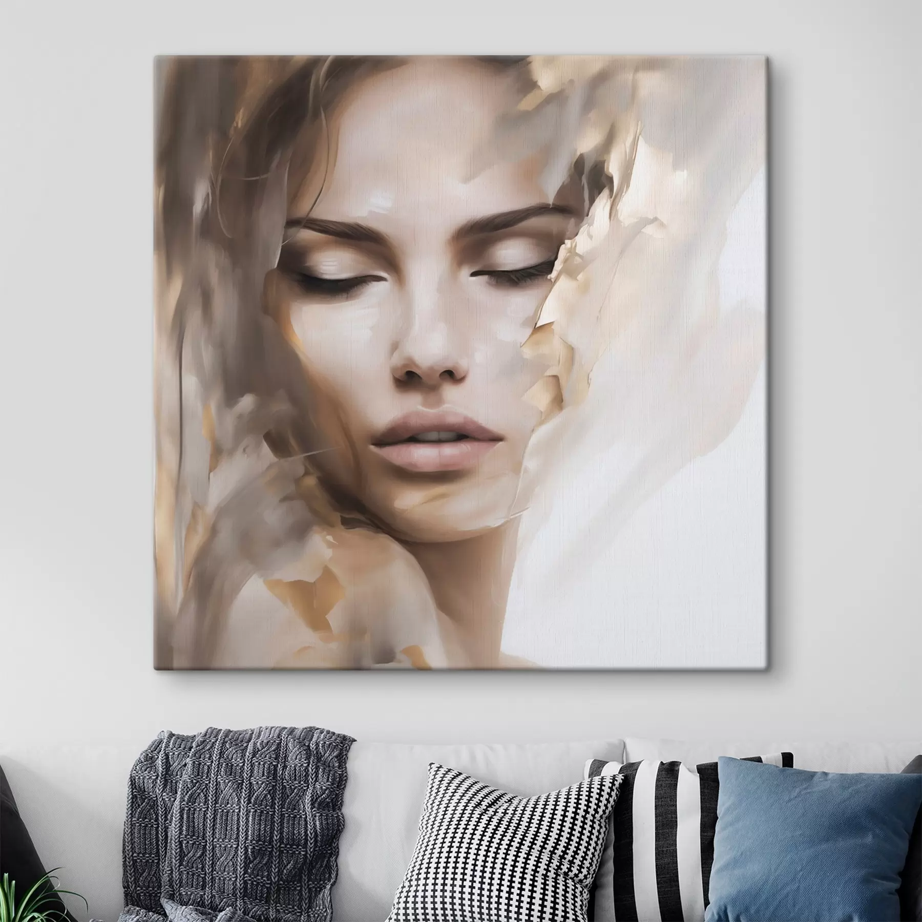 murales Retrato abstracto de una mujer, imitación de una pintura s49132