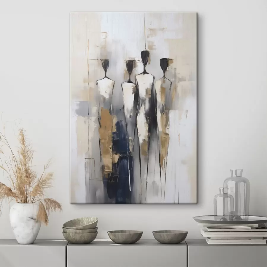 wall murals Abstract silhouettes, imitation of painting s49137