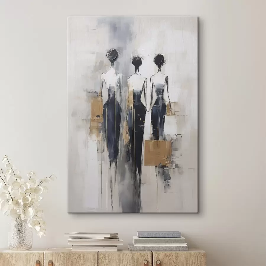 wall murals Abstract silhouettes, imitation of painting s49138