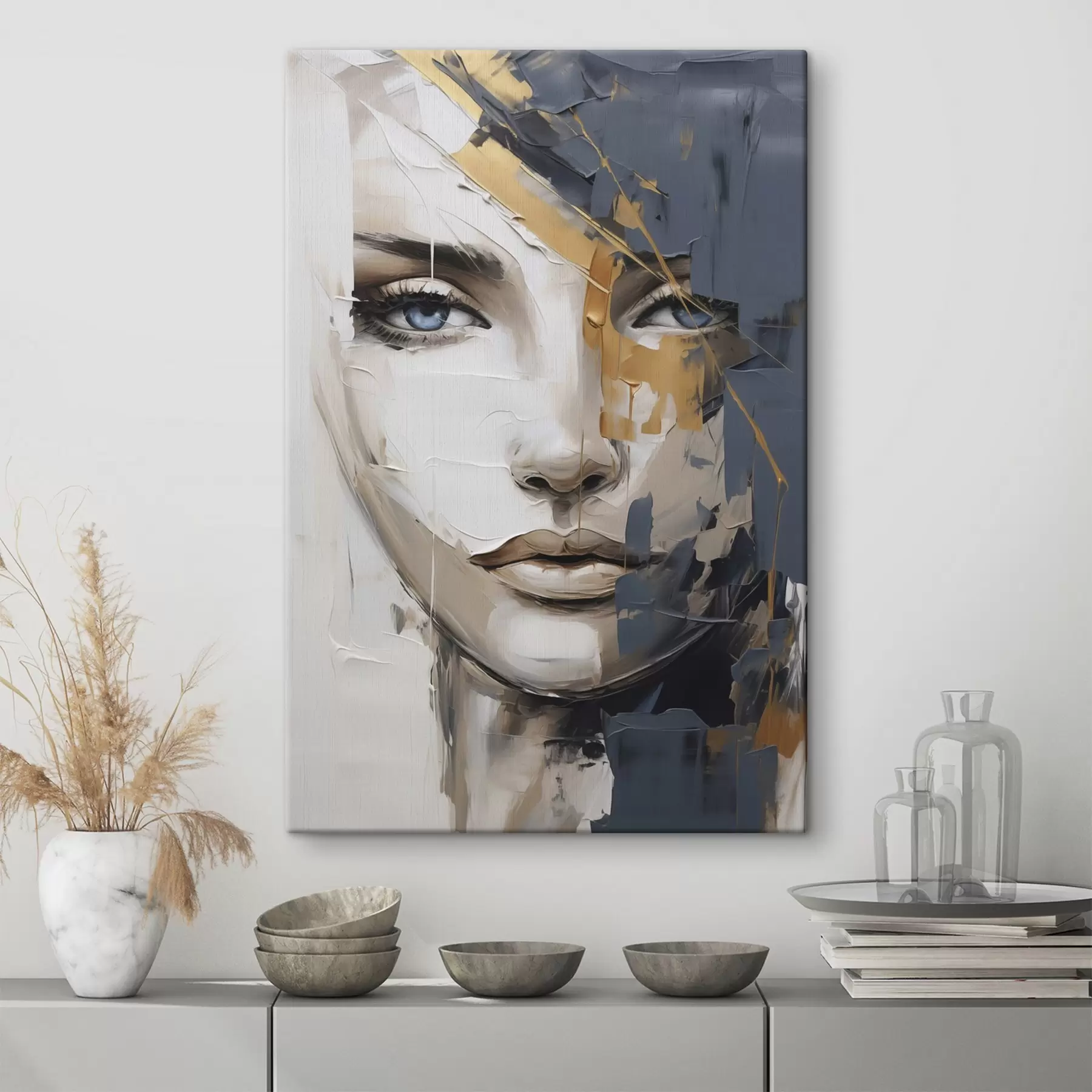 murales Retrato abstracto de una mujer, imitación de una pintura s49142