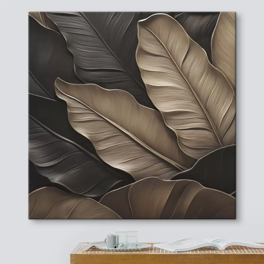 wall murals Leaves, flat image, imitation of relief brushstrokes s49143