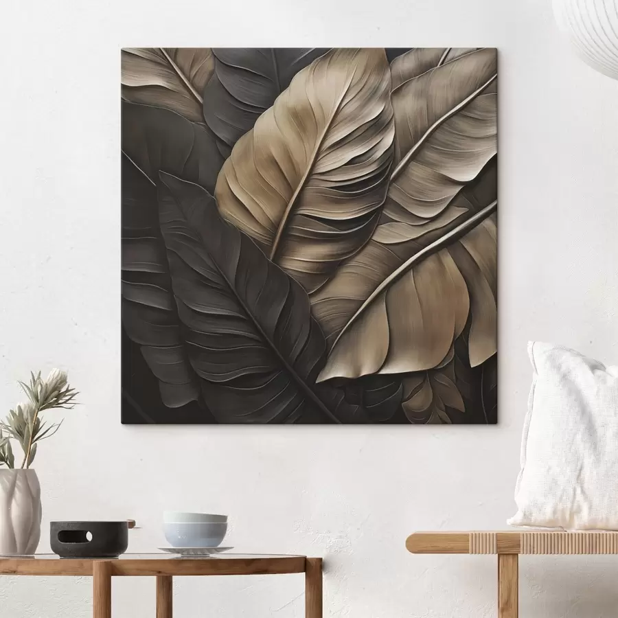 wall murals Huge leaves, flat image, imitation of relief brushstrokes s49144