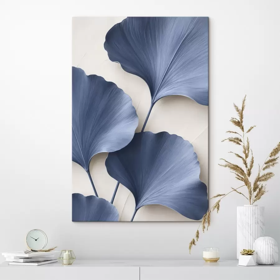 wall murals Ginkgo leaves on a branch, a flat image with imitation of the effect of depth of volume s49297