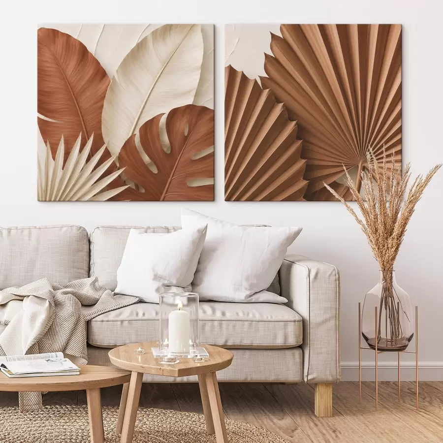 wall murals Stylized leaves, a flat image, imitation of the effect of depth of volume m30517