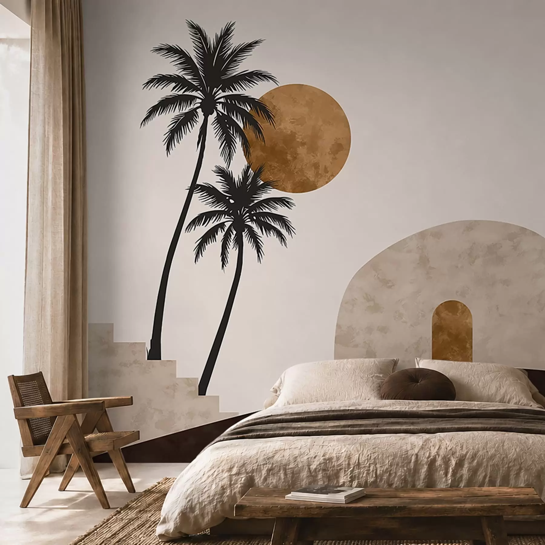Wall Mural Photo Wallpaper Palm trees and arch under warm sun w05547