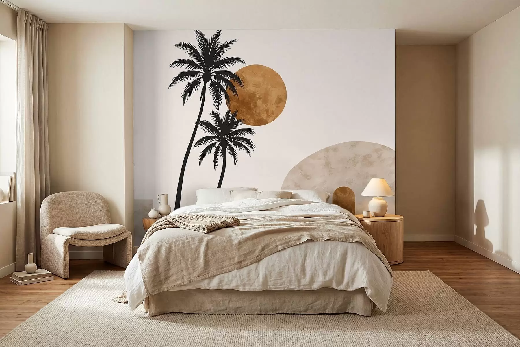 Wall Mural Photo Wallpaper Palm trees and arch under warm sun w05547