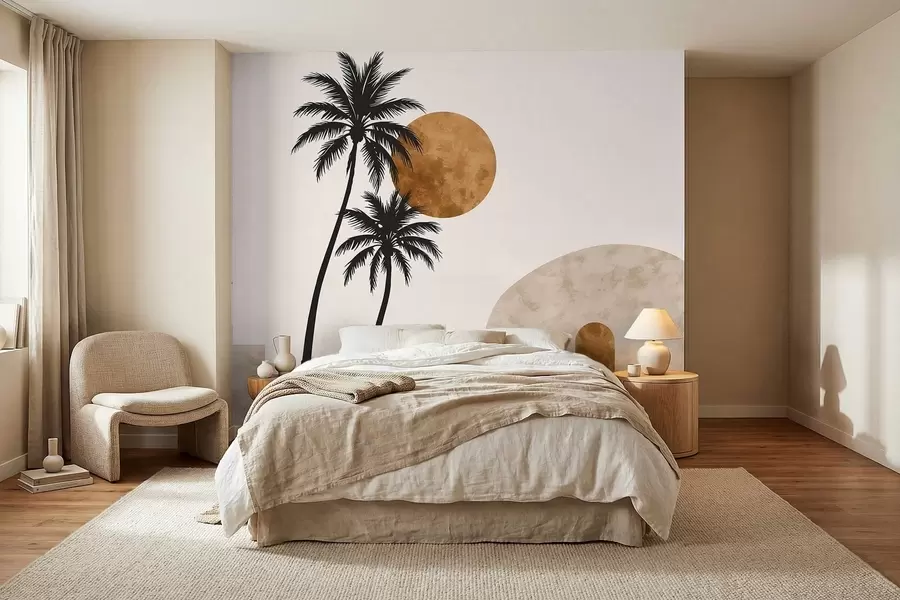 peintures murales Des palmiers et une arche sous un soleil radieux w05547