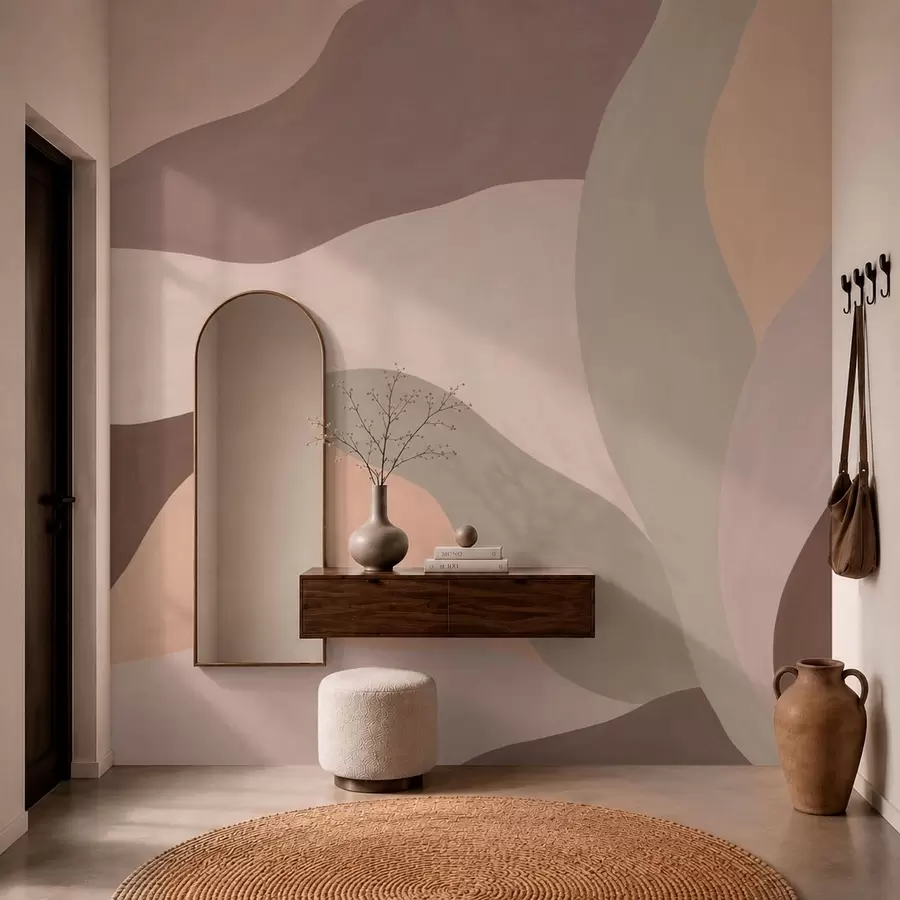 Wall Mural Photo Wallpaper Abstract flowing shapes in pastel tones w05629