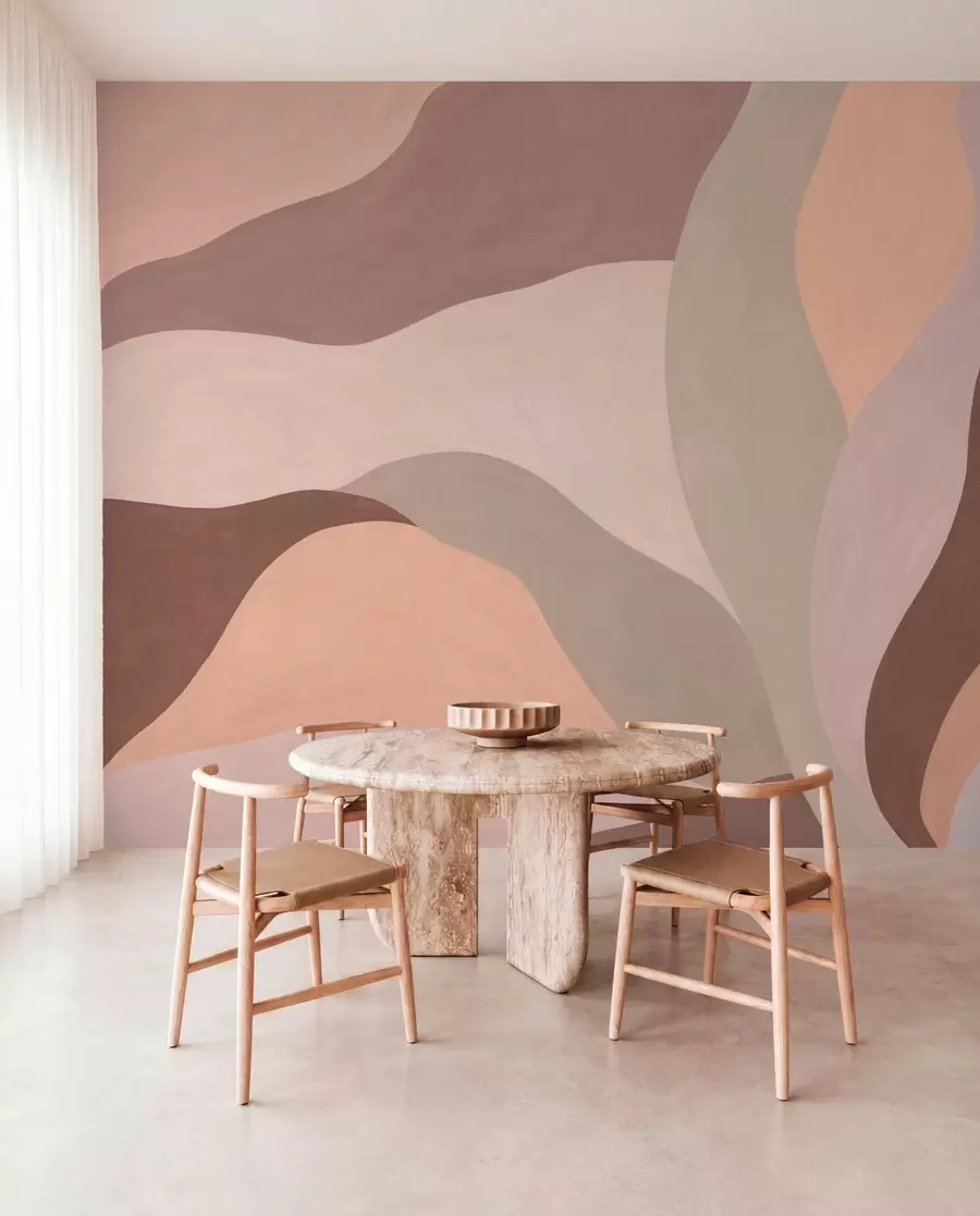 wall murals Abstract flowing shapes in pastel tones w05629