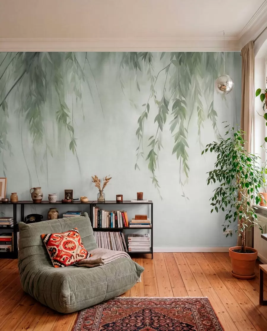 peintures murales Saule dans la brume argentée w09893v1