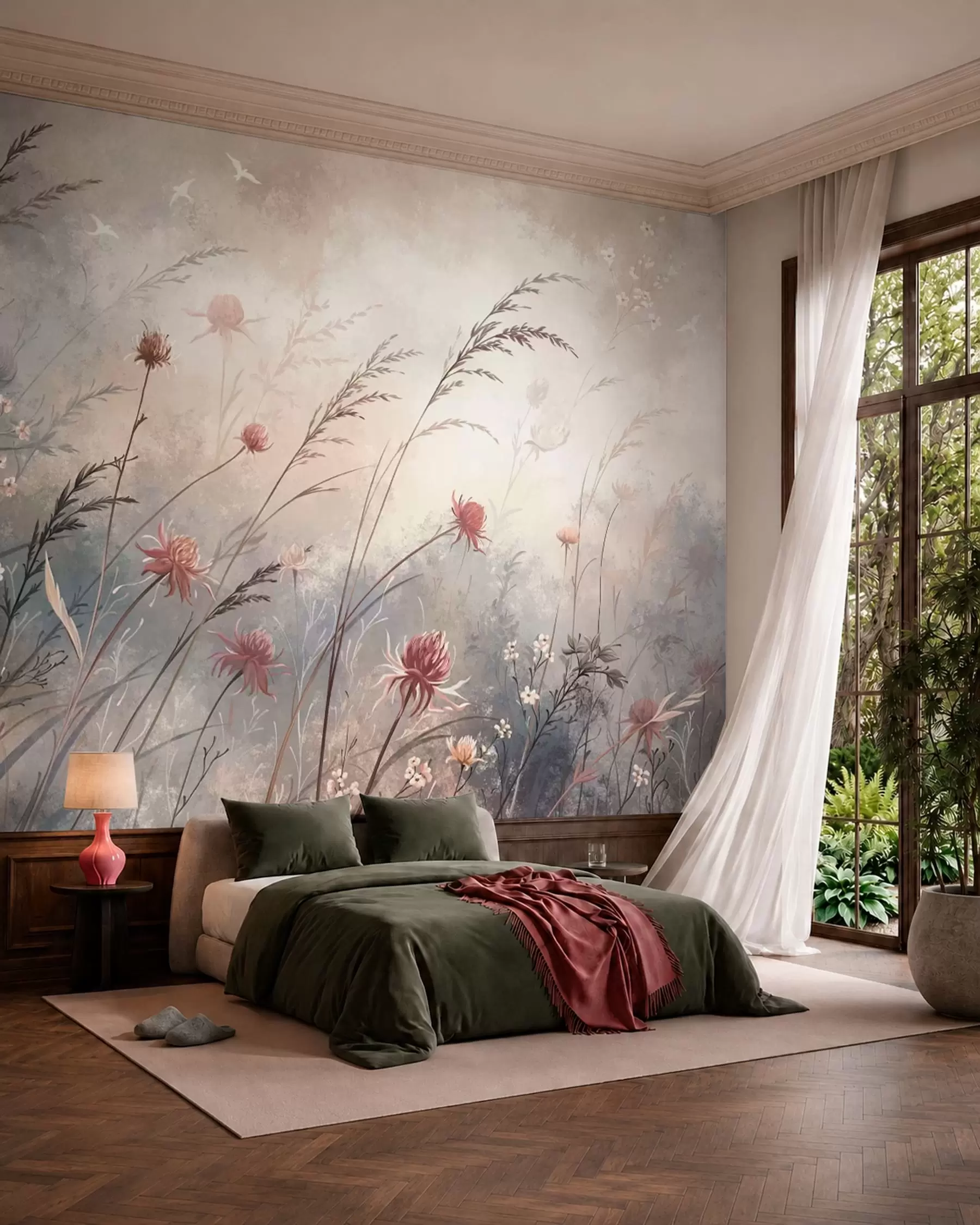 wall murals Delicate wildflowers in a misty pastel scene w05538