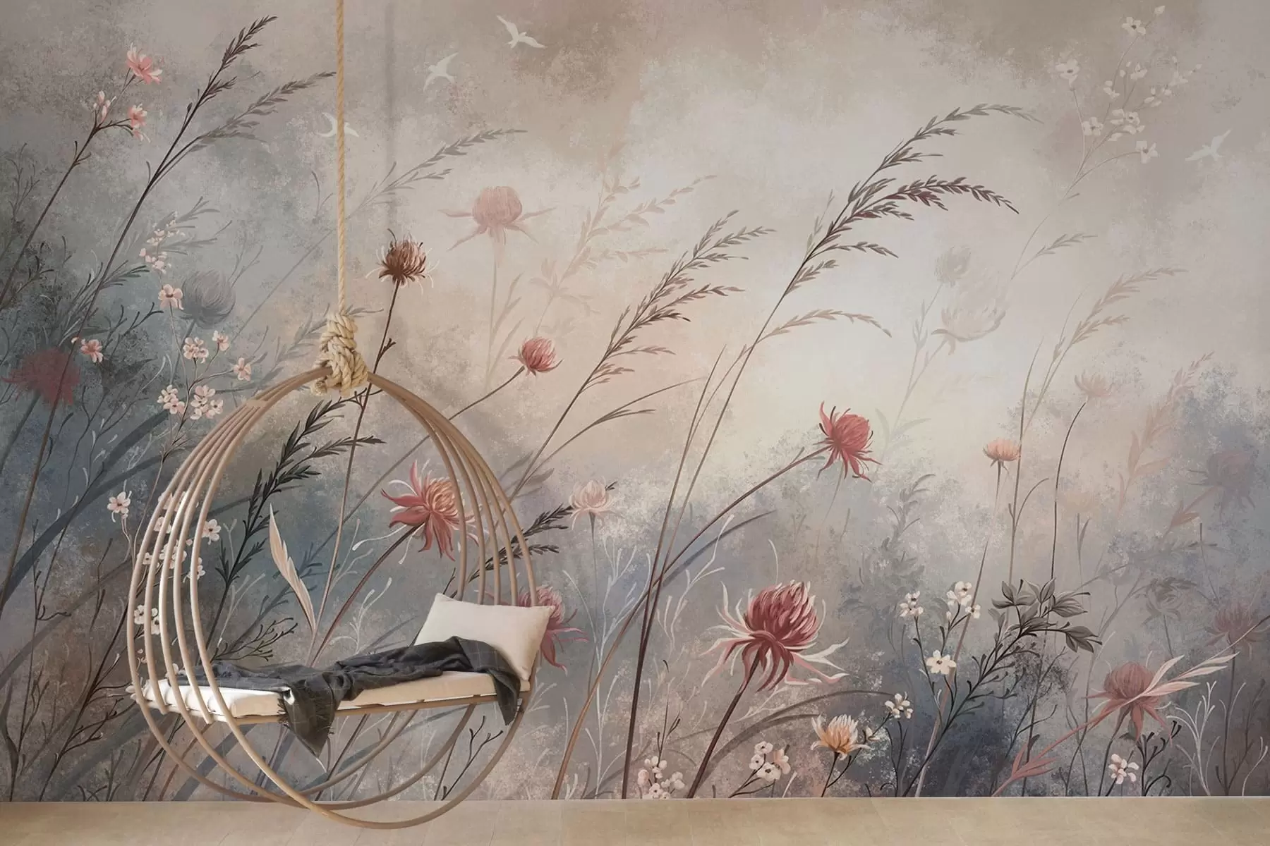 wall murals Delicate wildflowers in a misty pastel scene w05538