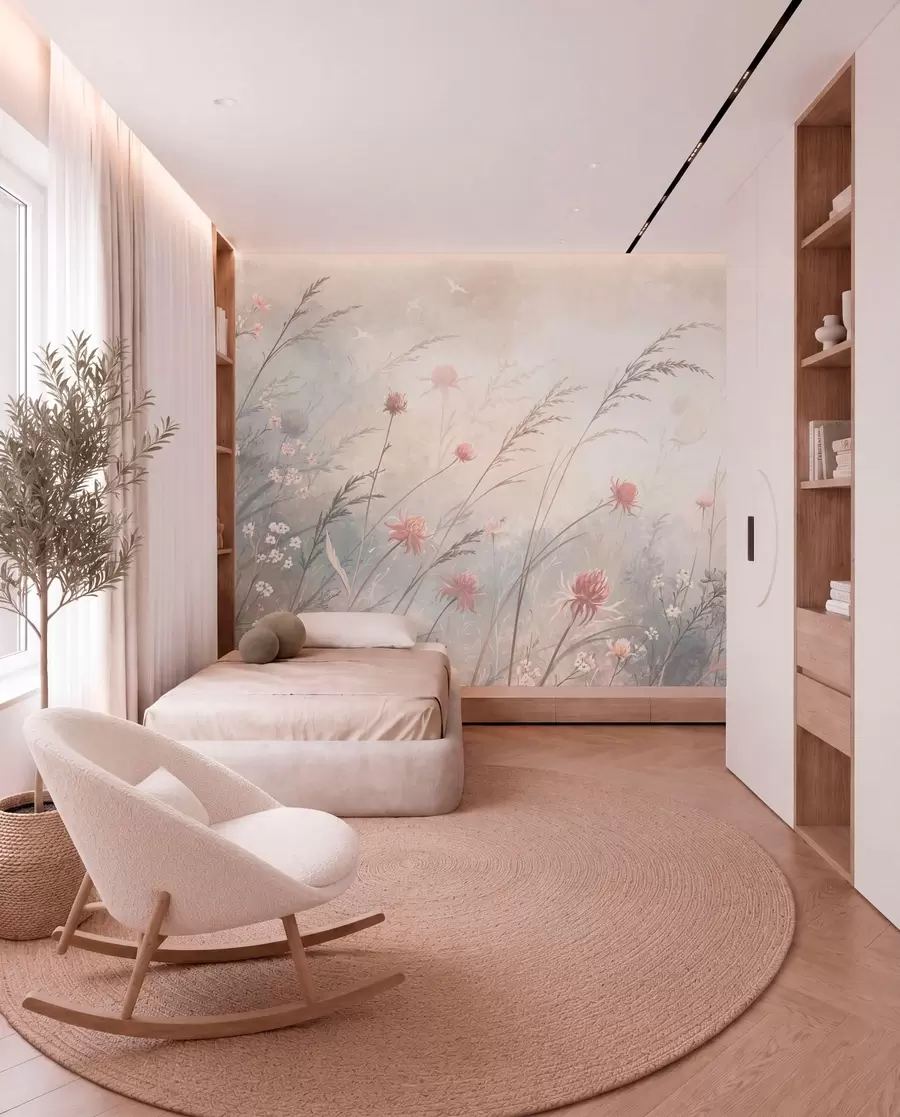 Wall Mural Photo Wallpaper Light wildflowers in an airy composition w05538v2