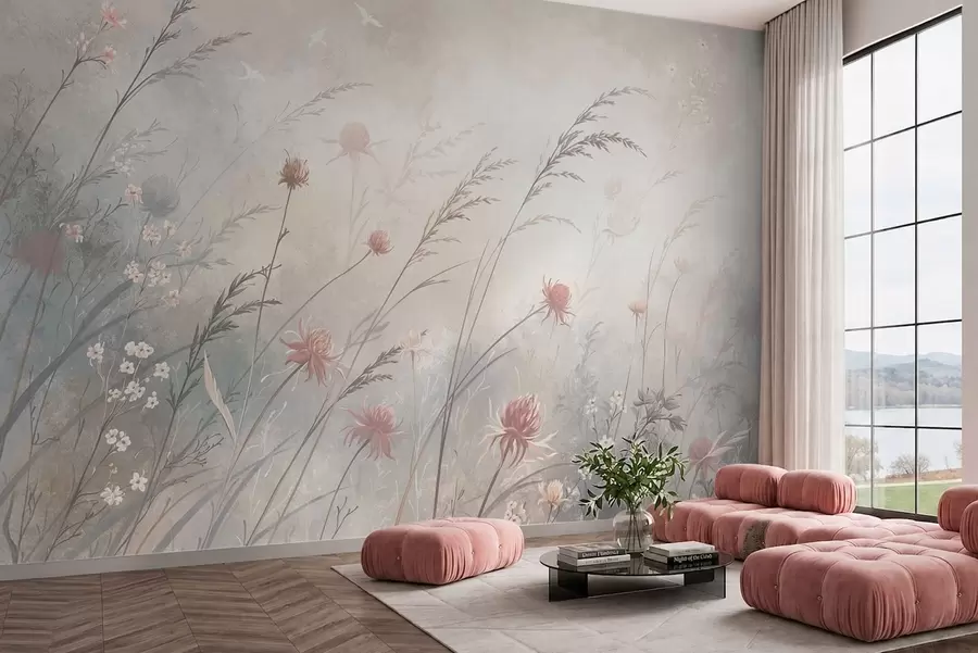Wall Mural Photo Wallpaper Light wildflowers in an airy composition w05538v2