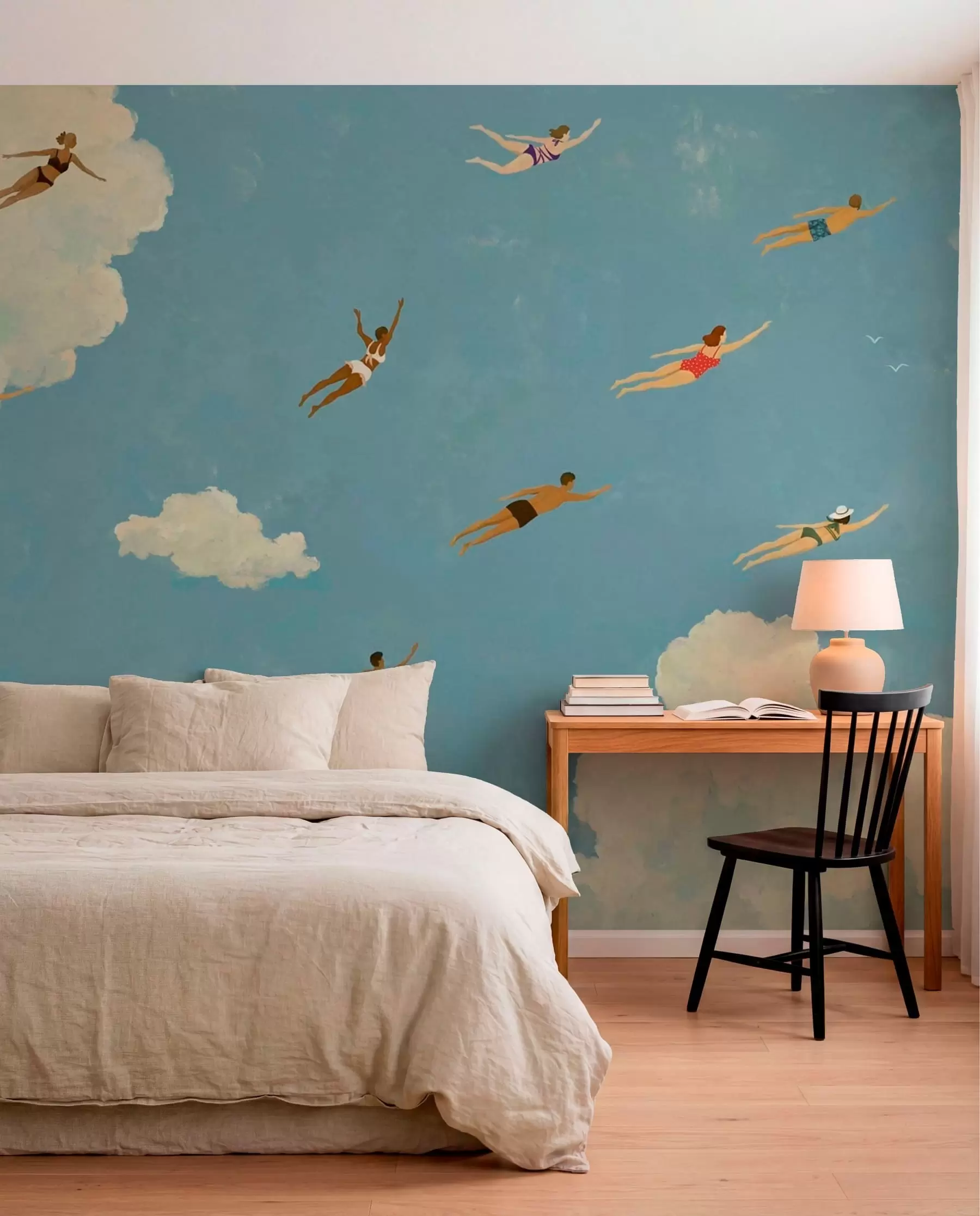 Wall Mural Photo Wallpaper People floating among clouds in a blue sky w05628